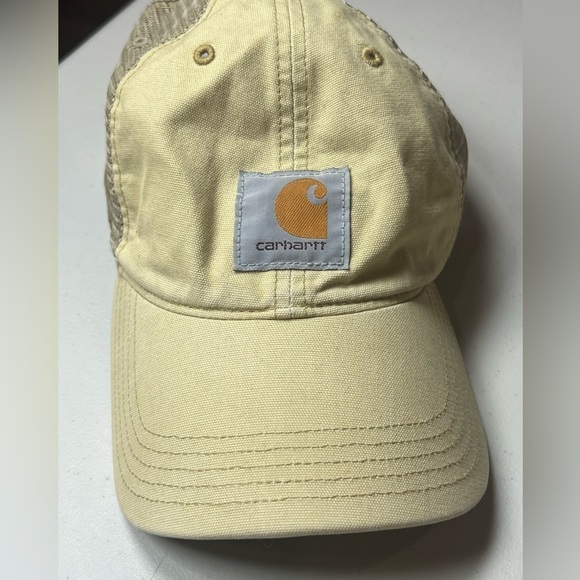 Vintage Carhartt USA Duck Canvas Light Brown Patch Logo Mesh Back Hat - Picture 2 of 8